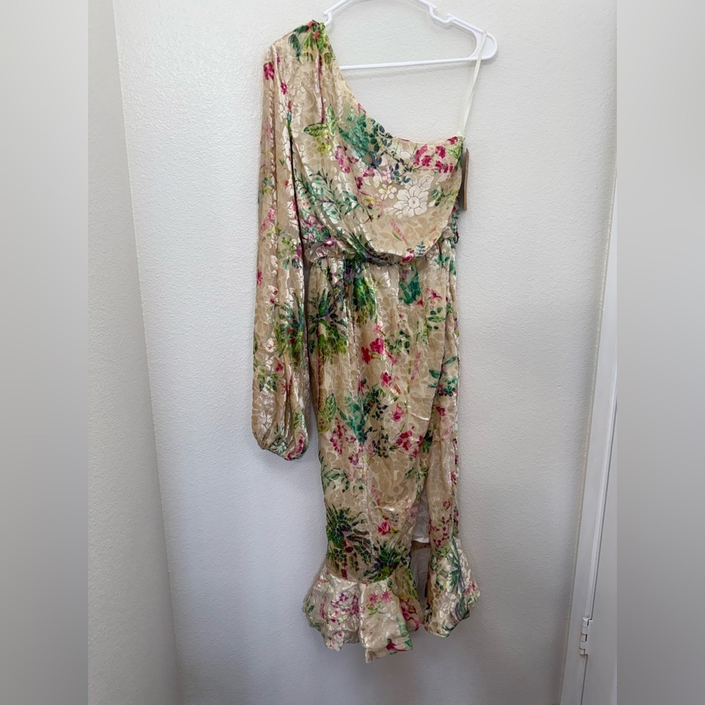 NWT HEMANT AND NANDITA Veena Dress in Nude Size Medium One Shoulder Formal - Picture 5 of 13